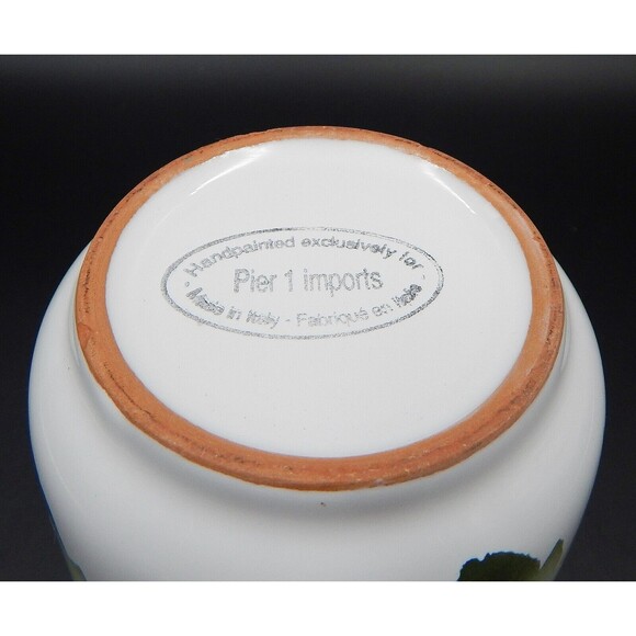 Pier 1 Imports Hand-Painted Grapes Vines Canister Utensil Crock 6 Inch - Picture 7 of 9